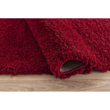 Oxford OXF00 Plain Plush Soft Stain-Resistant Textured Polypropylene Shaggy Red Round Rug-Desire Rugs-Rug Love - The Most Loved Rug Store